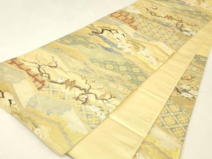 平和屋着物▼六通柄袋帯　琳派屏風図　金糸　正絹　逸品　DABJ1999az