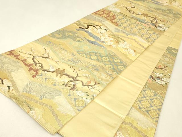平和屋着物▼六通柄袋帯　琳派屏風図　金糸　正絹　逸品　DABJ1999az