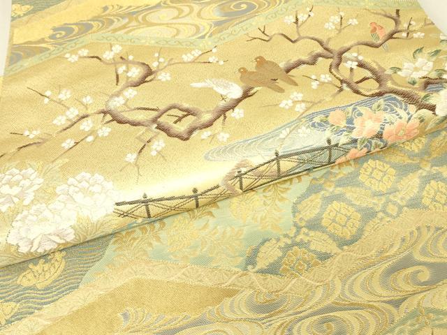 平和屋着物▼六通柄袋帯　琳派屏風図　金糸　正絹　逸品　DABJ1999az