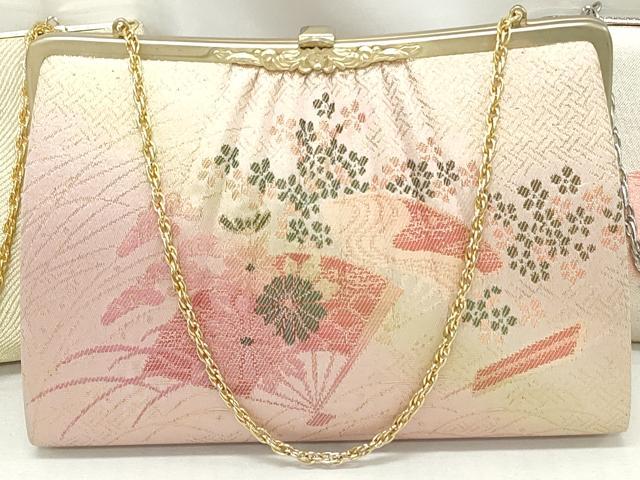 平和屋着物▼和装小物　和装バッグまとめて3点　ハンドバッグ　クラッチ　佐賀錦　扇面草花文　地紙重ね霞文　金銀糸　逸品　DABJ2017xg