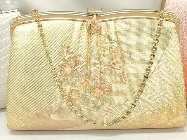 平和屋着物▼和装小物 和装バッグまとめて3点 ハンドバッグ クラッチ 佐賀錦 花蝶文 吉祥扇面花文 金銀糸 逸品 DABJ2019xg