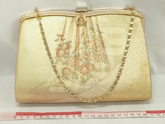 平和屋着物▼和装小物 和装バッグまとめて3点 ハンドバッグ クラッチ 佐賀錦 花蝶文 吉祥扇面花文 金銀糸 逸品 DABJ2019xg