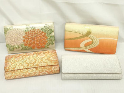平和屋着物▼和装小物　和装バッグまとめて4点　ハンドバッグ　クラッチ　佐賀錦　草花文　花唐草文　金銀糸　逸品　DABJ2026xg