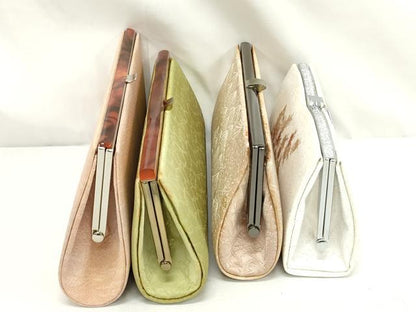 平和屋着物▼和装小物　和装バッグまとめて4点　ハンドバッグ　クラッチ　短冊松葉文　草花文　金銀彩　逸品　DABJ2032xg