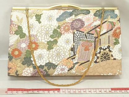 平和屋着物▼和装小物　和装バッグまとめて3点　ハンドバッグ　クラッチ　佐賀錦　御所車花文　箔散らし　金銀糸　逸品　DABJ2037xg