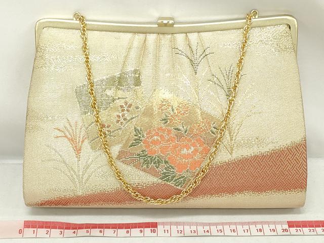 平和屋着物▼和装小物 和装バッグまとめて3点 ハンドバッグ クラッチ 佐賀錦 色紙重ね草花文 小花柄 霞文 金銀糸 逸品 DABJ2038xg
