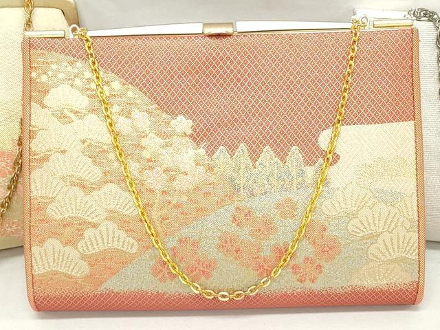 平和屋着物▼和装小物　和装バッグまとめて3点　ハンドバッグ　クラッチ　佐賀錦　遠山枝松文　草花文　金銀糸　逸品　DABJ2047xg
