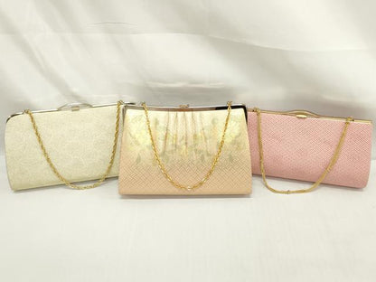 平和屋着物▼和装小物　和装バッグまとめて3点　ハンドバッグ　クラッチ　佐賀錦　草花文　流水文　金糸　逸品　DABJ2054xg