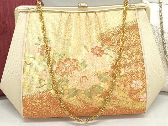 平和屋着物▼和装小物　和装バッグまとめて3点　ハンドバッグ　クラッチ　佐賀錦　草花文　矢羽文　金銀糸　逸品　DABJ2055xg