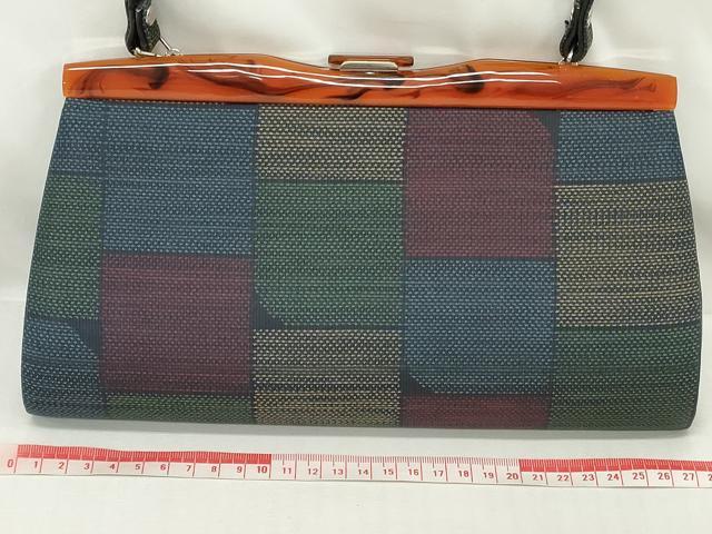 平和屋着物▼和装小物　和装バッグまとめて4点　ハンドバッグ　クラッチ　本場大島紬　地紙文　格子　幾何学文　逸品　DABJ2061xg