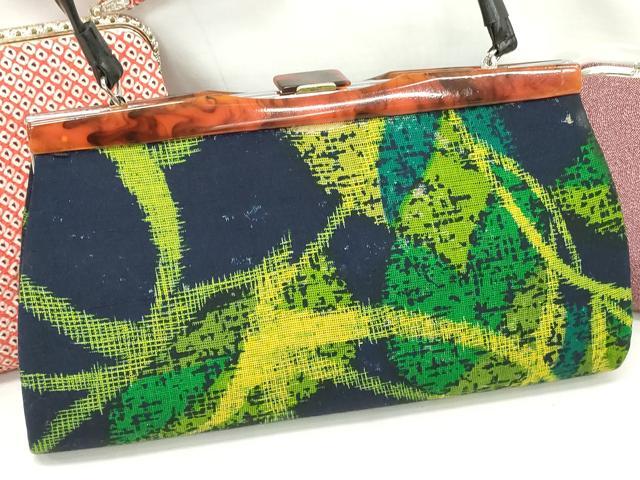 平和屋着物▼和装小物　和装バッグまとめて4点　ハンドバッグ　クラッチ　鮫小紋柄　幾何学文　絞り　逸品　DABJ2063xg