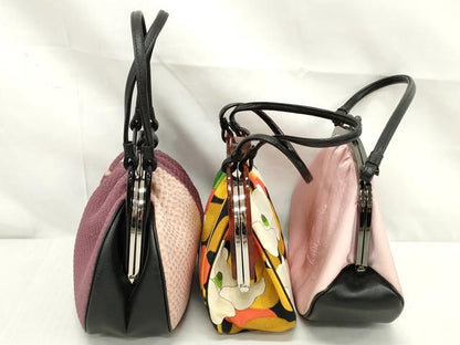 平和屋着物▼和装小物　和装バッグまとめて3点　ハンドバッグ　クラッチ　椿　器物花文　逸品　DABJ2069xg