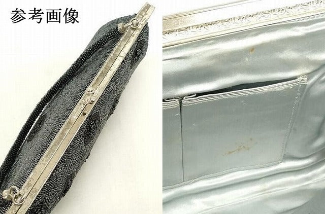 平和屋着物▼和装小物　和装ビーズバッグまとめて3点　総ビーズ　亀甲花文　草花文　白色　黒色　逸品　DABJ2108xg
