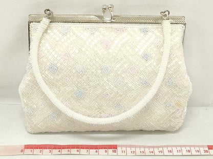 平和屋着物▼和装小物　和装ビーズバッグまとめて3点　総ビーズ　花文　白色　黒色　逸品　DABJ2112xg