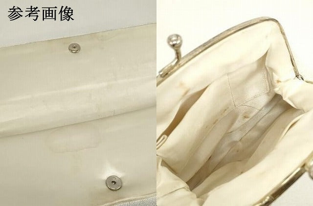 平和屋着物▼和装小物　和装ビーズバッグまとめて3点　総ビーズ　草花文　白色　逸品　DABJ2115xg