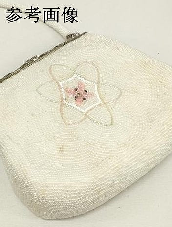 平和屋着物▼和装小物　和装ビーズバッグまとめて3点　総ビーズ　蝶　花　ラインストーン　白色　ピンク色　逸品　DABJ2116xg