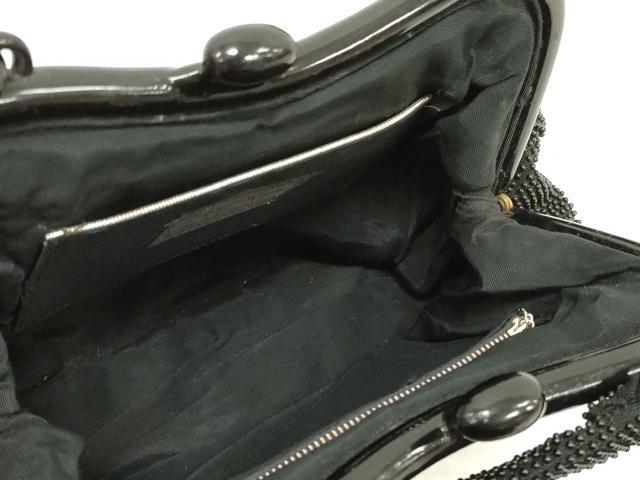 平和屋着物▼和装小物　和装ビーズバッグまとめて3点　総ビーズ　幾何学文　黒色　逸品　DABJ2129xg