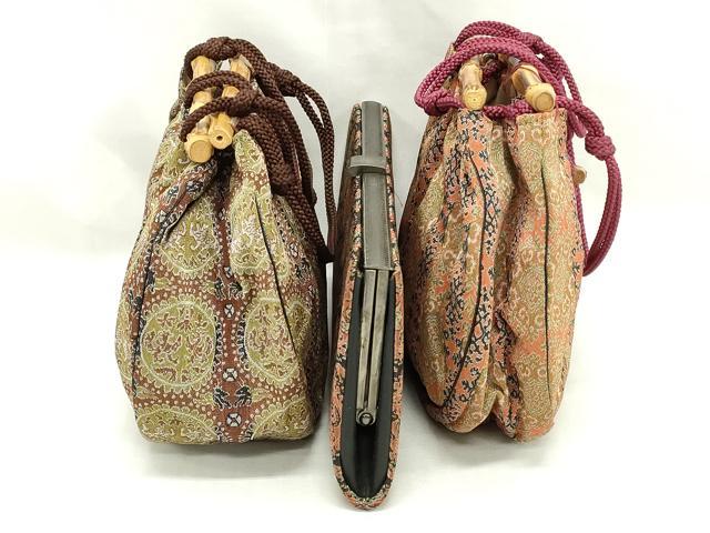 平和屋着物▼和装小物　和装バッグまとめて3点　ハンドバッグ　クラッチ　佐賀錦　円文白虎朱雀錦　逸品　DABJ2356xg
