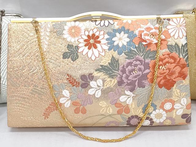 平和屋着物▼和装小物　和装バッグまとめて3点　ハンドバッグ　クラッチ　佐賀錦　草花文　流水文　金銀糸　逸品　DABJ2368xg