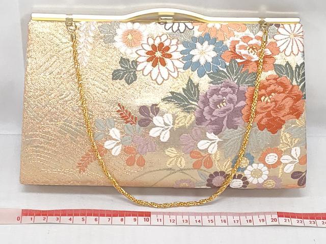 平和屋着物▼和装小物　和装バッグまとめて3点　ハンドバッグ　クラッチ　佐賀錦　草花文　流水文　金銀糸　逸品　DABJ2368xg