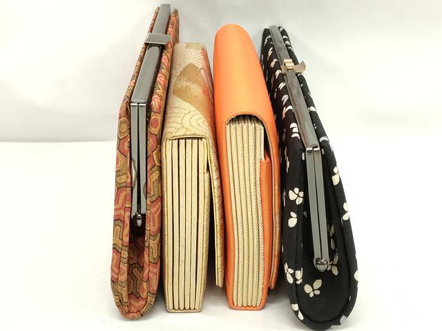 平和屋着物▼和装小物　和装バッグまとめて4点　ハンドバッグ　クラッチ　佐賀錦　舞蝶文　鼓花文　毘沙門亀甲　金銀糸　逸品　DABJ2380xg