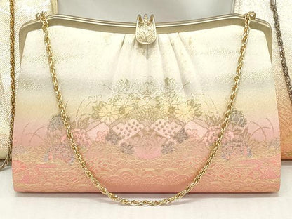 平和屋着物▼和装小物　和装バッグまとめて3点　ハンドバッグ　クラッチ　佐賀錦　吉祥花文　花蝶文　金銀糸　逸品　DABJ2388xg