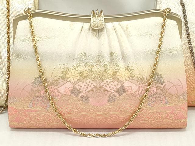 平和屋着物▼和装小物　和装バッグまとめて3点　ハンドバッグ　クラッチ　佐賀錦　吉祥花文　花蝶文　金銀糸　逸品　DABJ2388xg