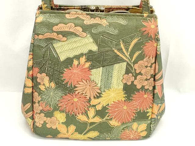 平和屋着物▼和装小物　和装バッグまとめて3点　ハンドバッグ　クラッチ　風景草花文　唐草文　逸品　DABJ2389xg