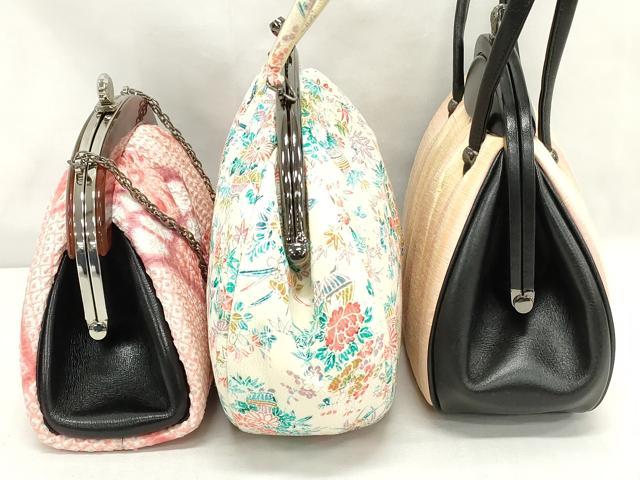 平和屋着物▼和装小物　和装バッグまとめて3点　ハンドバッグ　クラッチ　絞り　草花文　逸品　DABJ2393xg