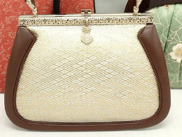 平和屋着物▼和装小物　和装バッグまとめて3点　ハンドバッグ　クラッチ　草花文　金糸　逸品　DABJ2398xg