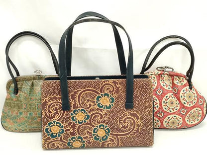 平和屋着物▼和装小物　和装バッグまとめて3点　ハンドバッグ　クラッチ　花唐草文　花丸文　吉祥花文　逸品　DABJ2399xg