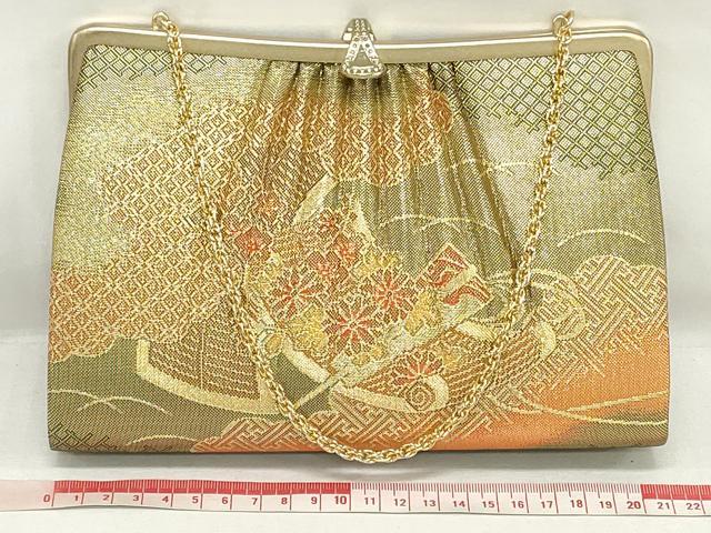 平和屋着物▼和装小物　和装バッグまとめて3点　ハンドバッグ　クラッチ　佐賀錦　吉祥花文　草花文　金銀糸　逸品　DABJ2413xg