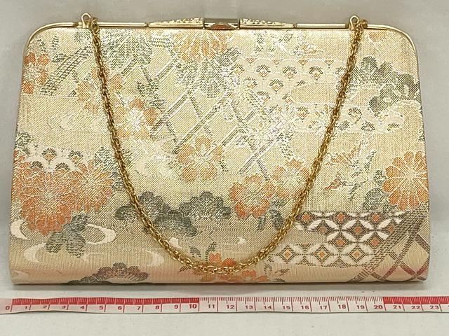 平和屋着物▼和装小物　和装バッグまとめて3点　ハンドバッグ　クラッチ　佐賀錦　籬草花文　渡橋花文　花菱文　金銀糸　逸品　DABJ2414xg