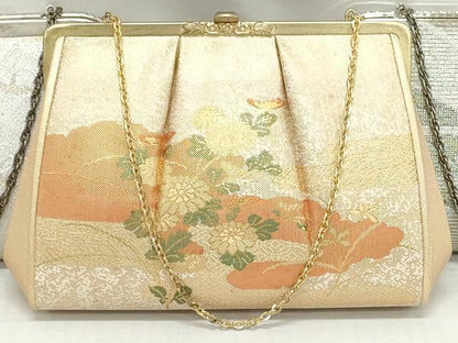 平和屋着物▼和装小物　和装バッグまとめて3点　ハンドバッグ　クラッチ　佐賀錦　草花文　飛鶴文　立波芝草文　金銀糸　逸品　DABJ2420xg
