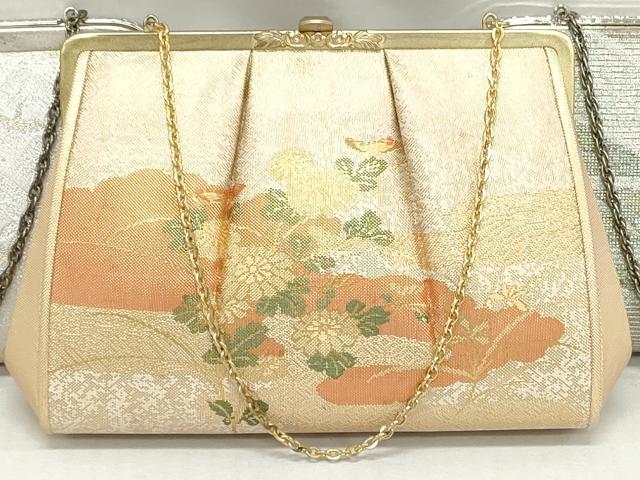 平和屋着物▼和装小物　和装バッグまとめて3点　ハンドバッグ　クラッチ　佐賀錦　草花文　飛鶴文　立波芝草文　金銀糸　逸品　DABJ2420xg