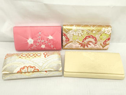 平和屋着物▼和装小物 和装バッグまとめて4点 ハンドバッグ クラッチ 佐賀錦 絞り 花唐草文 立波花文 草花文 金銀糸 逸品 DABJ2425xg