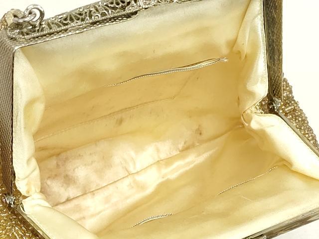 平和屋着物▼和装小物 和装バッグまとめて3点 ハンドバッグ ビーズバッグ 総ビーズ ラインストーン 花柄 白色 桃色 金色 逸品 DABJ2446xg