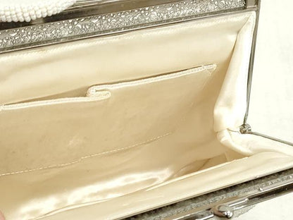 平和屋着物▼和装小物　和装バッグまとめて3点　ハンドバッグ　ビーズバッグ　総ビーズ　白色　逸品　DABJ2447xg