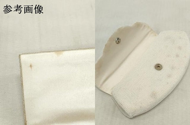 平和屋着物▼和装小物　和装ビーズバッグまとめて4点　総ビーズ　草花文　白色　黒色　グリーン系　逸品　DABJ2460xg