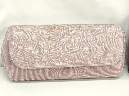 平和屋着物▼和装小物　和装ビーズバッグまとめて4点　総ビーズ　草花文　ピンク色　グリーン系　瑠璃紺色　逸品　DABJ2462xg