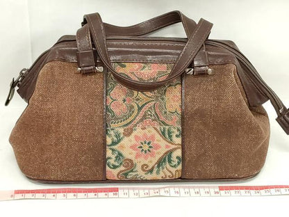 平和屋着物▼和装小物　和装バッグまとめて3点　ハンドバッグ　酒蔵染　柿渋　切嵌草花文　逸品　DABJ2467xg