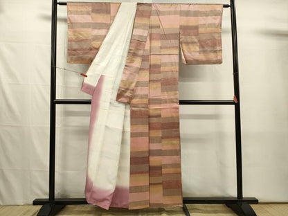 平和屋着物■上質な小紋　横段花文　正絹　逸品　DABJ2522ya