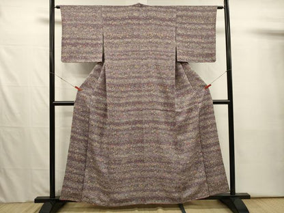 平和屋着物■上質な小紋　横段花文　正絹　逸品　DABJ2523ya