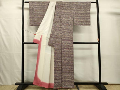 平和屋着物■上質な小紋　横段花文　正絹　逸品　DABJ2523ya