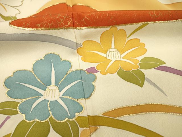 平和屋着物■訪問着　駒刺繍　風景花芝文　金彩　正絹　逸品　DABJ2524ya