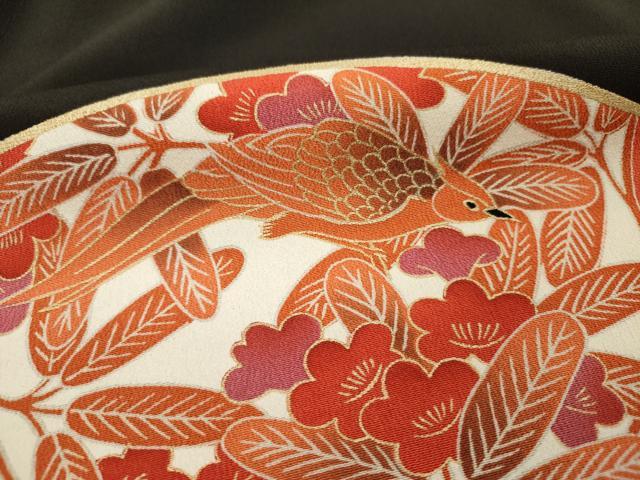 平和屋着物■豪華黒留袖　刺繍　扇面花鳥文　金彩　正絹　逸品　DABJ2526ya