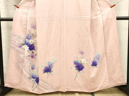 平和屋着物■訪問着　手描き　草花文　暈し染め　正絹　逸品　DABJ2527ya