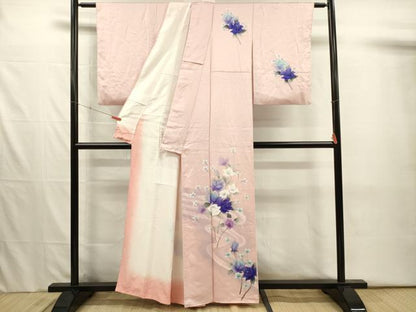 平和屋着物■訪問着　手描き　草花文　暈し染め　正絹　逸品　DABJ2527ya