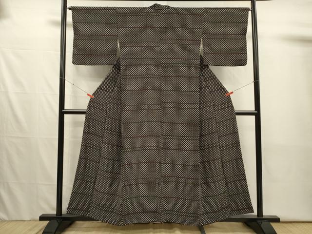 平和屋着物■上質な小紋　舞蝶文　黒地　正絹　逸品　DABJ2528ya