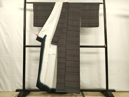 平和屋着物■上質な小紋　舞蝶文　黒地　正絹　逸品　DABJ2528ya